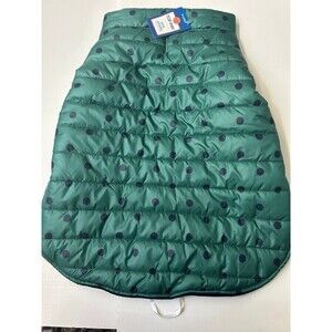 Top Paw Dog Puffer Vest/Jacket Green & Blue With  Polka Dots size XL